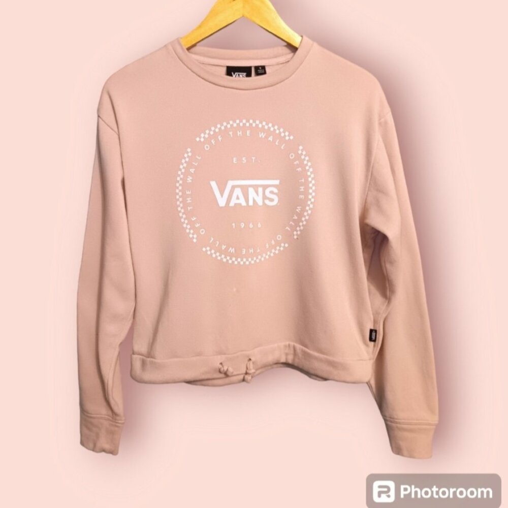 VANS‎ Size Small Baby Pink Cropped Crewneck Sweatshirt Women's Logo